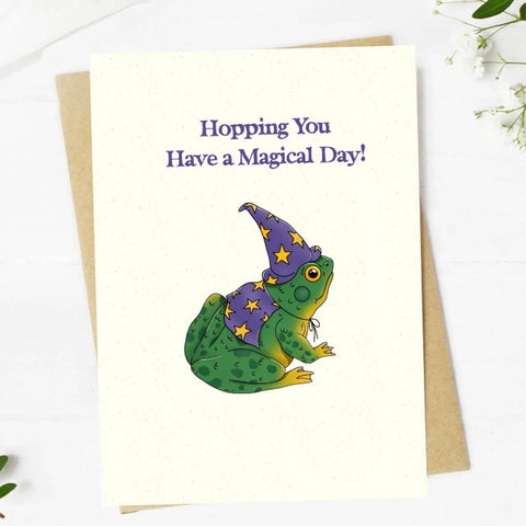 "Hopping You Have A Magical Day" Frog Pun Birthday Card