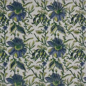 Green & Blue Flower Block Printed Tablecloth