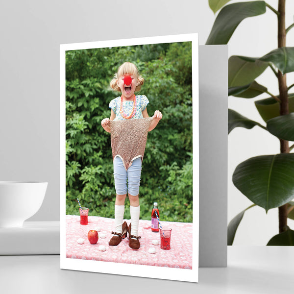 Girl with Clown Nose Happy Birthday Greeting Card
