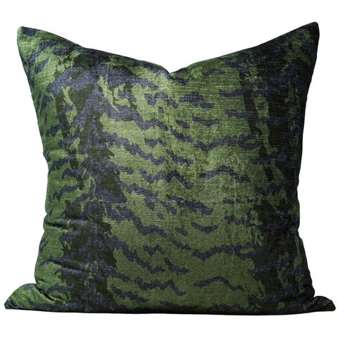 Bengal Tiger Stripes Pillow in Forest Green