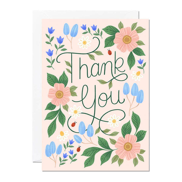 Pretty Floral Thank You Greeting Design