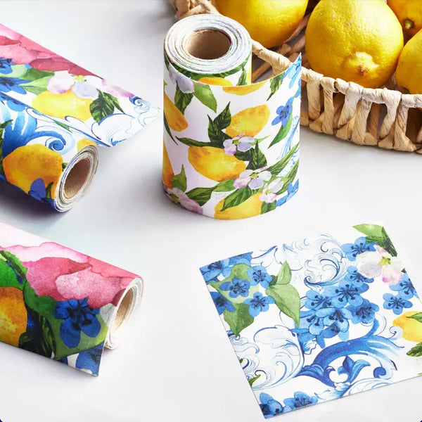 Fiorella Lemon Cotton Cocktail Napkins 50 Pieces