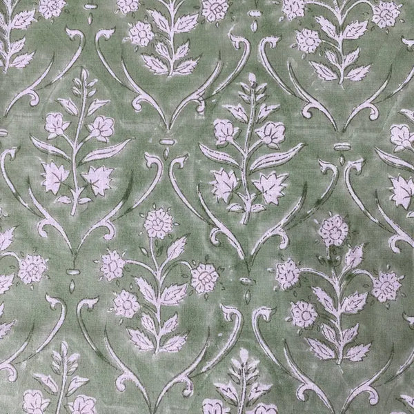 Pear Green Hand Block Print Cotton Tablecloth