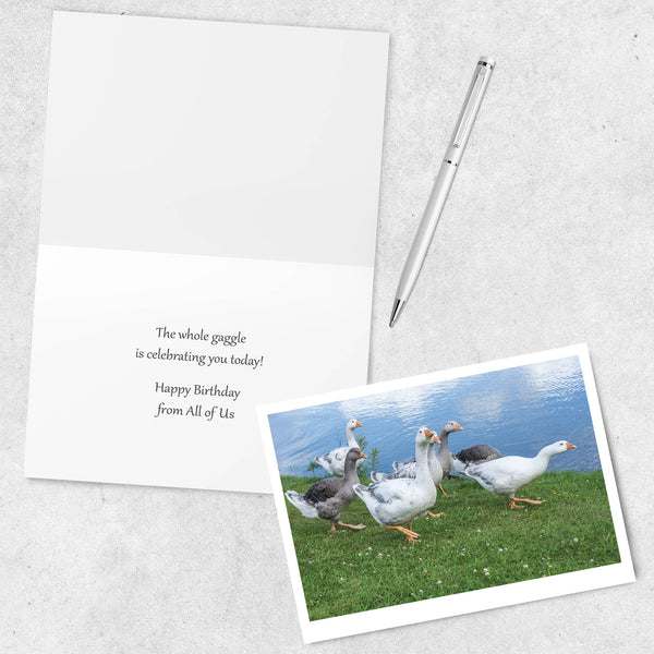 Geese Walking Near the River Happy Birthday Greeting Card