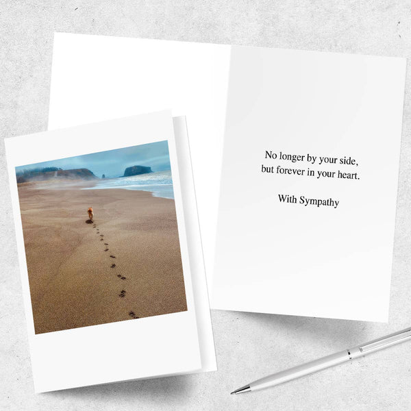 Dog Beach Pawprints Sympathy Greeting Card