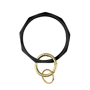 Silicone Diamond Bracelet Keychain - Black
