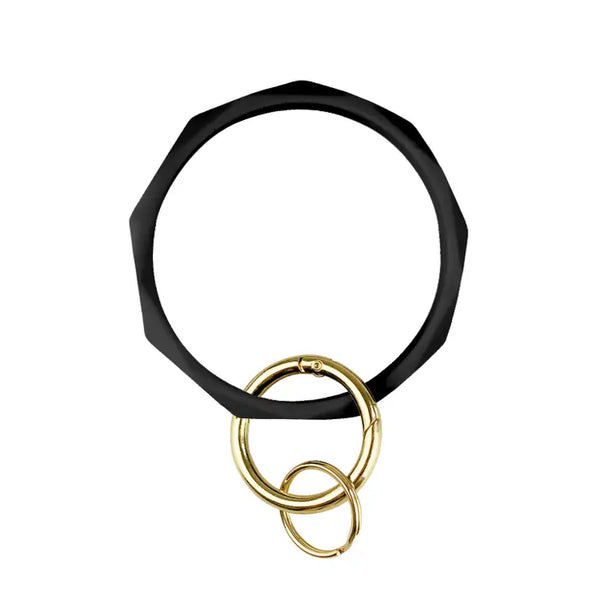 Silicone Diamond Bracelet Keychain - Black
