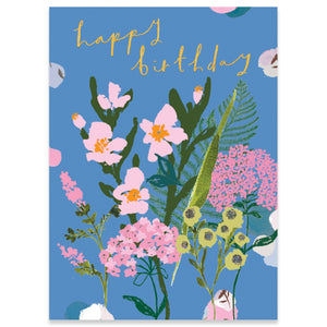 Happy Birthday Blue Floral Card