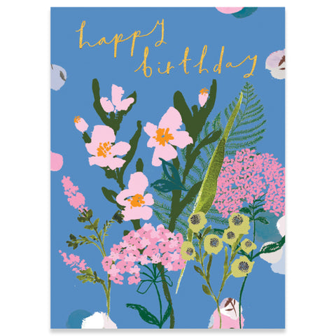 Happy Birthday Blue Floral Card