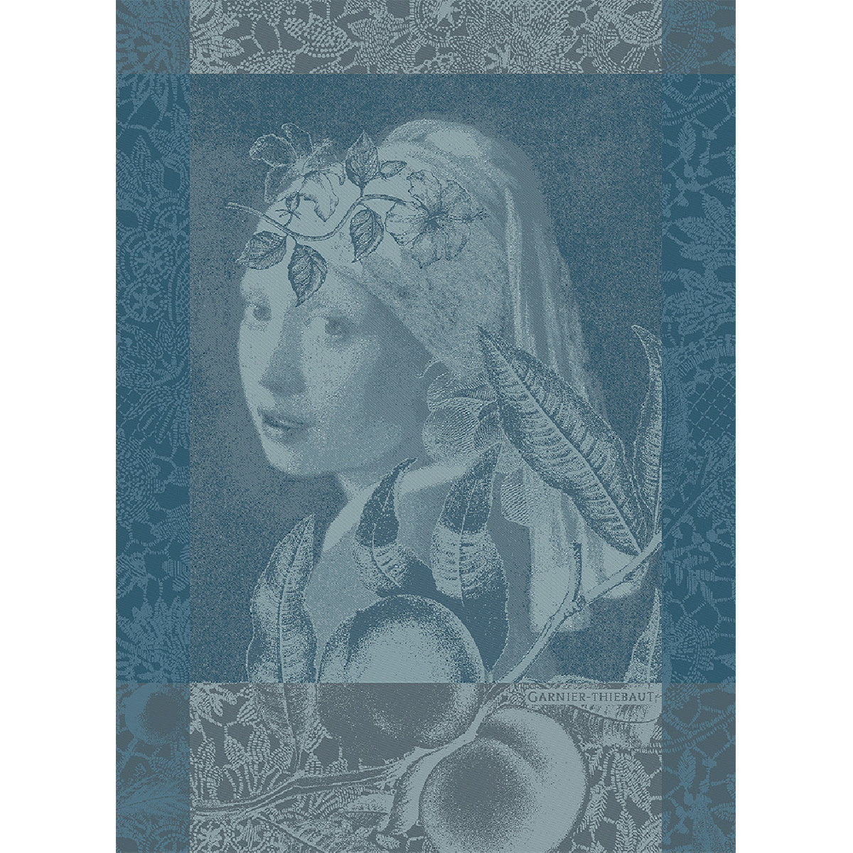 Femme A La Perle Bleu Garnier Thiebaut French Tea Towel