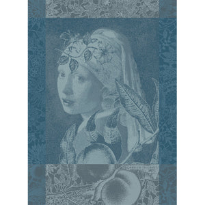 Femme A La Perle Bleu Garnier Thiebaut French Tea Towel
