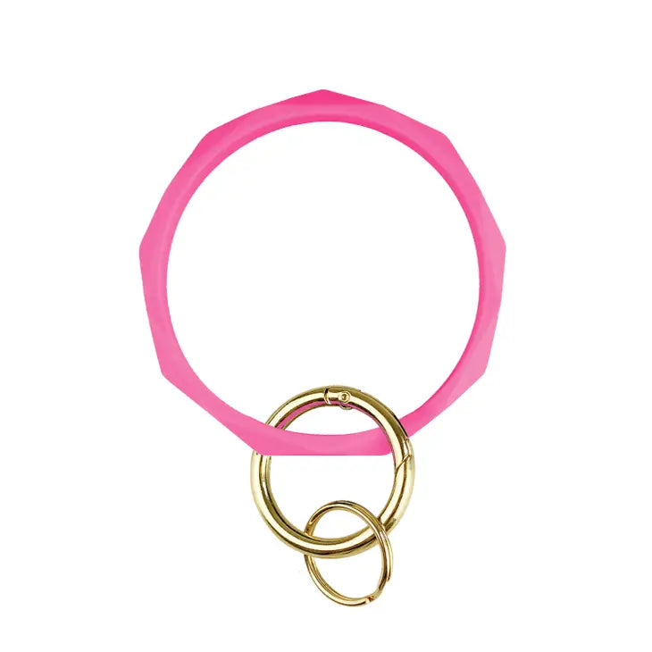 Silicone Diamond Bracelet Keychain - Hot Pink