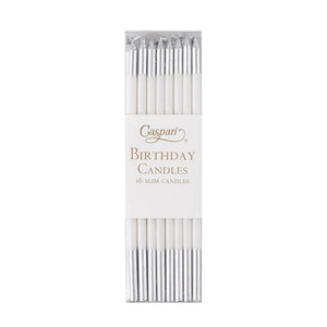Slim Birthday Candles in White & Silver