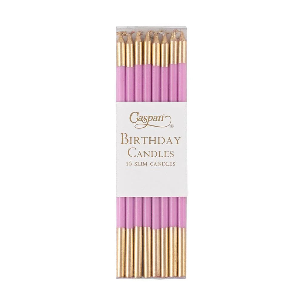 Slim Birthday Candles in Candy Pink & Gold