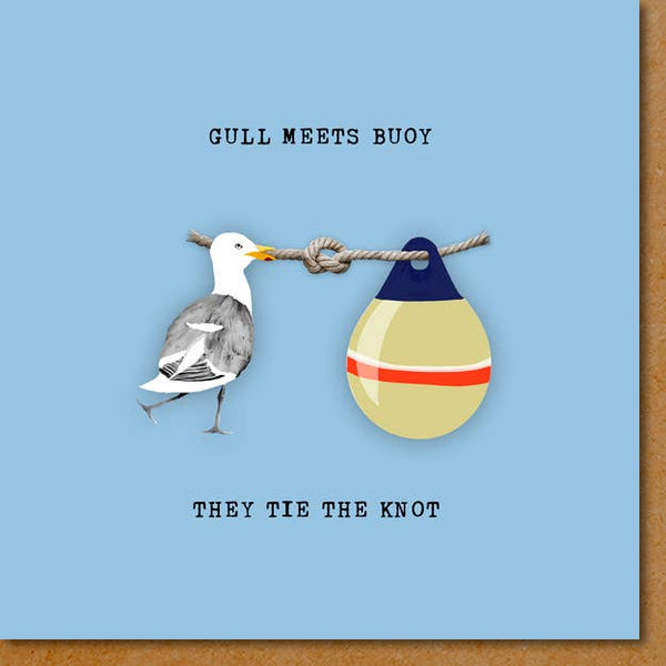 Gull meets Buoy, Nautical Card Wedding Card