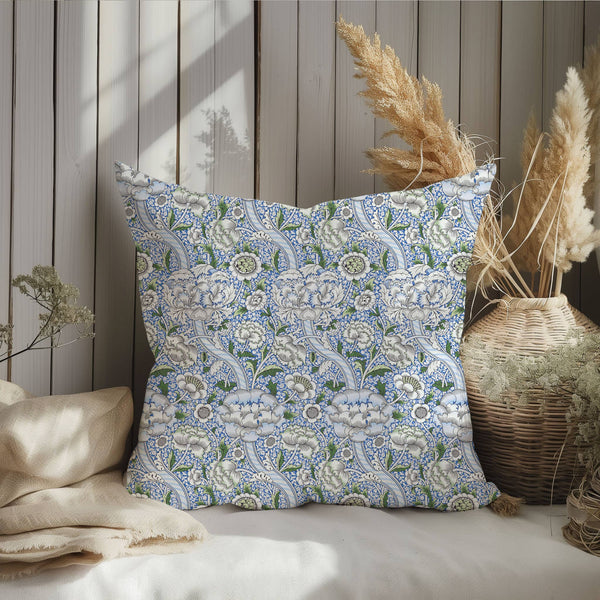 William Morris Wandle Blue Linen Pillow 22" x 22"