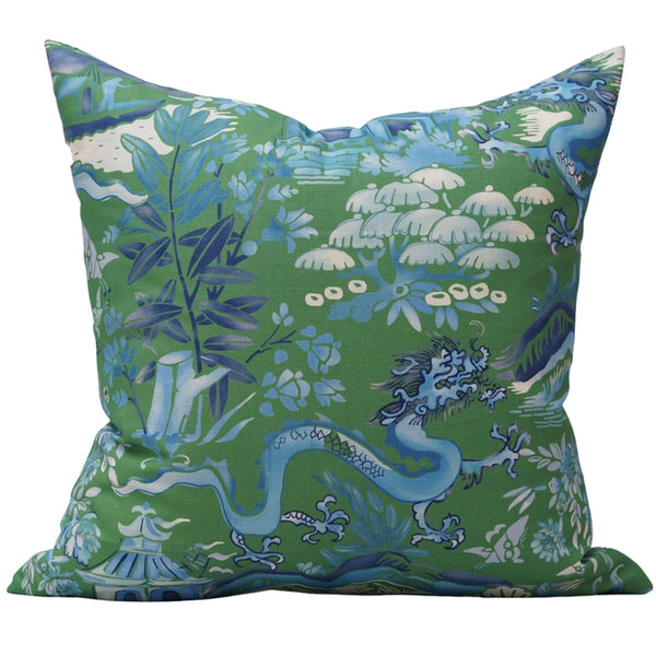 Chinoiserie Green & Blue Pillow