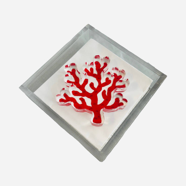 Acrylic Napkin Weight - Coral