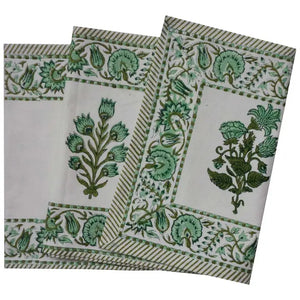 Green Hari Bagia Boota Block Print Table Runner