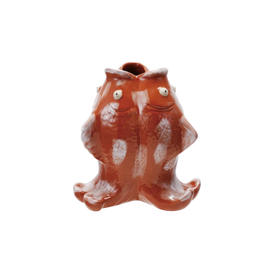Stoneware Koi Fish Shaped Vase