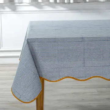 Blue Stripes with Yellow Piping Tablecloth