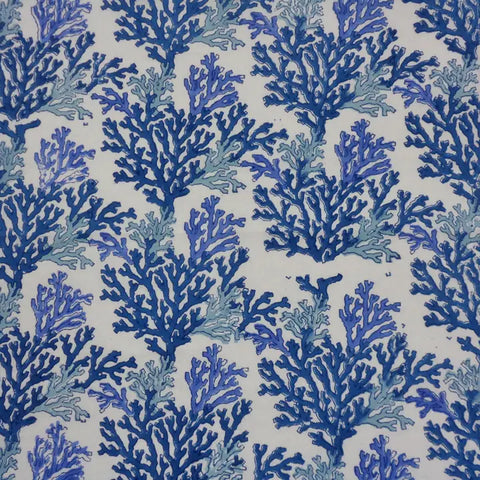 Coral Multi Blue Block Printed Cotton Napkin