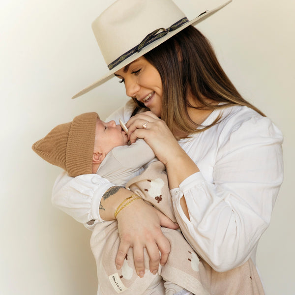 Cotton Receiving Swaddle Baby Blanket - Taupe/Sheep