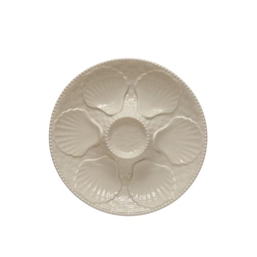 Embossed Stoneware Oyster Plate