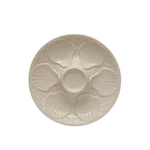 Embossed Stoneware Oyster Plate