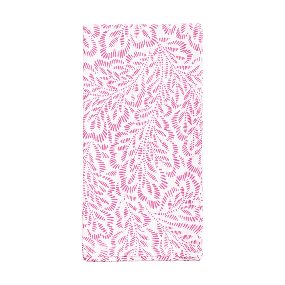 Fuchsia & White Leaves Cloth Dinner Napkin