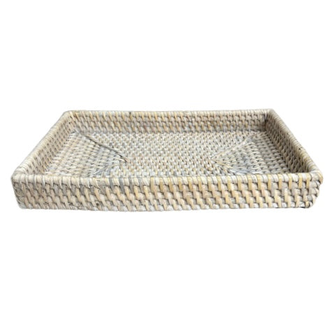 Whitewashed Rattan Tray