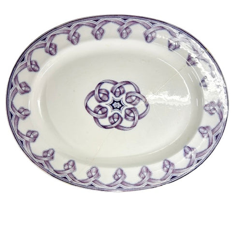 Vintage Purple & White Large Platter