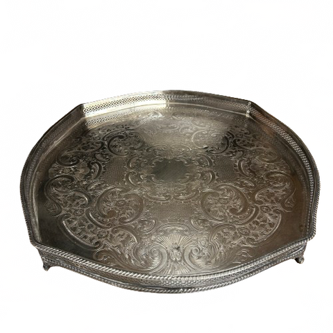Vintage Footed Silver Tray