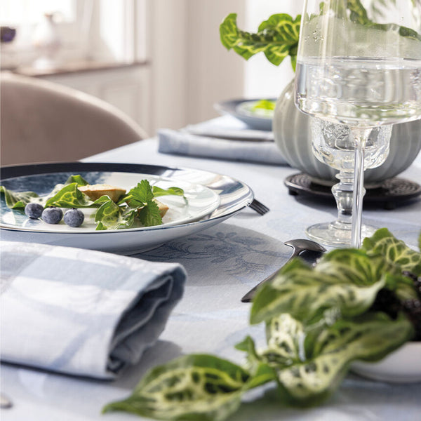 Le Jacquard Français Linen Tablecloth - A L'orangerie Blue