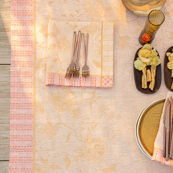 Le Jacquard Français Linen Tablecloth - Été Indien Orange