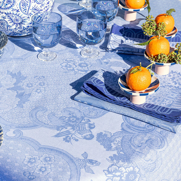 Le Jacquard Français Cotton Tablecloth - Promenade Impériale Blue