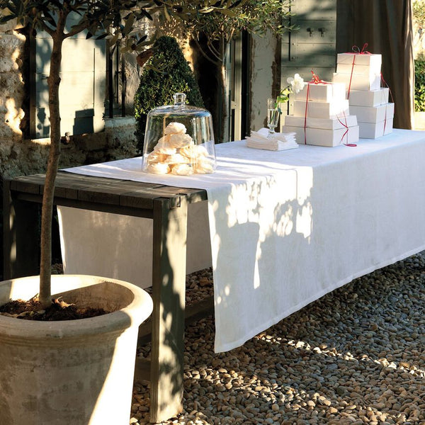 Le Jacquard Francais Linen Tablecloth - Tivoli White