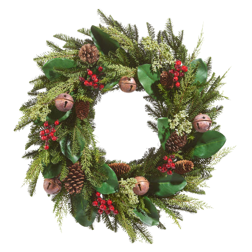28" Pinecone, Bell & Berry Mixed  Wreath