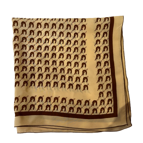 Vintage Brown & Camel Silk Scarf