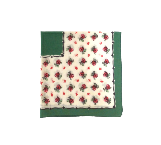 Vintage Floral Green & White Hankie