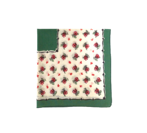 Vintage Floral Green & White Hankie