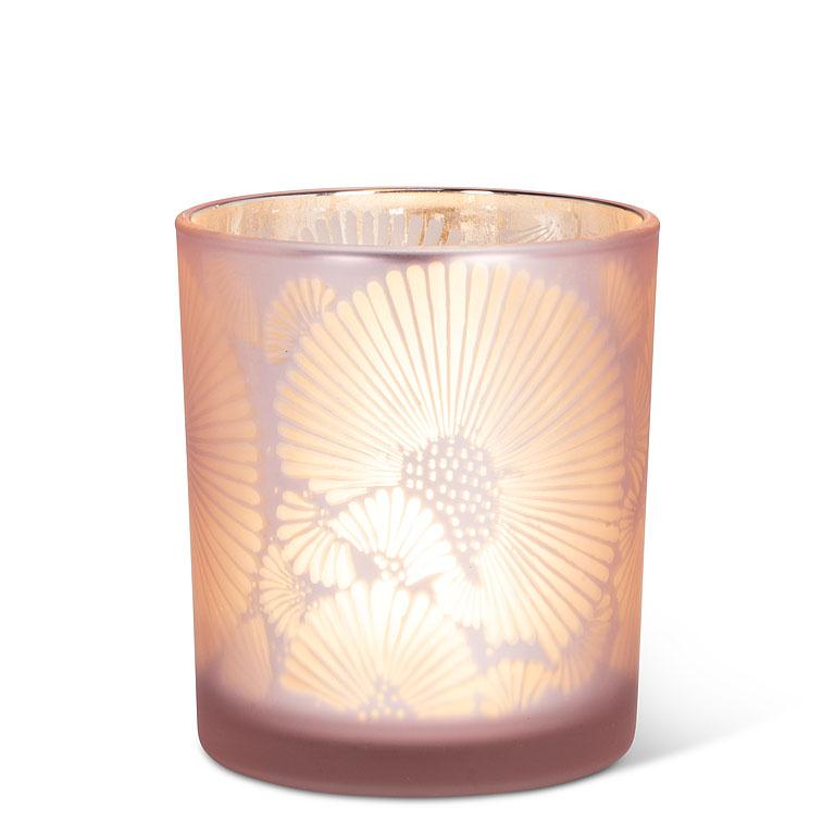 Frosted Pink Flower Tealight
