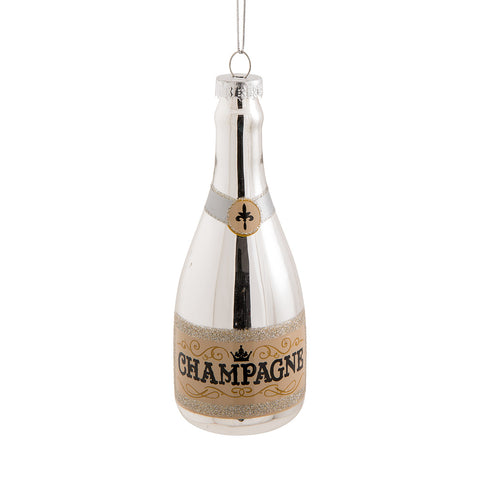 Silver Champagne Bottle Decoration