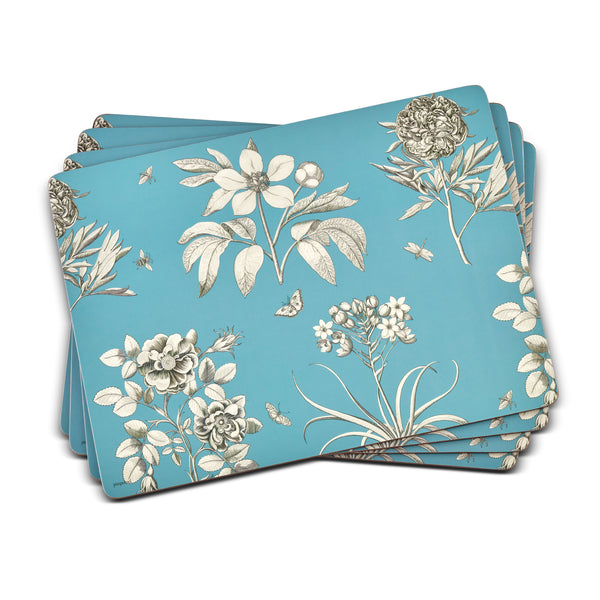 Pimpernel Etchings & Roses Blue Placemats Set of 4