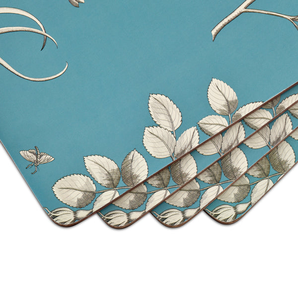 Pimpernel Etchings & Roses Blue Placemats Set of 4