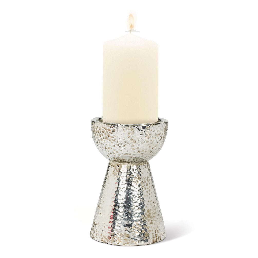 Antiqued Silver Candle Holder