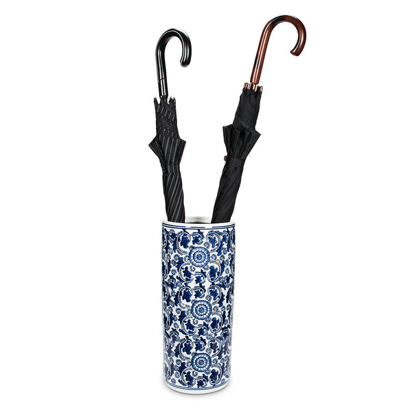 Blue & White Patterned Umbrella Stand