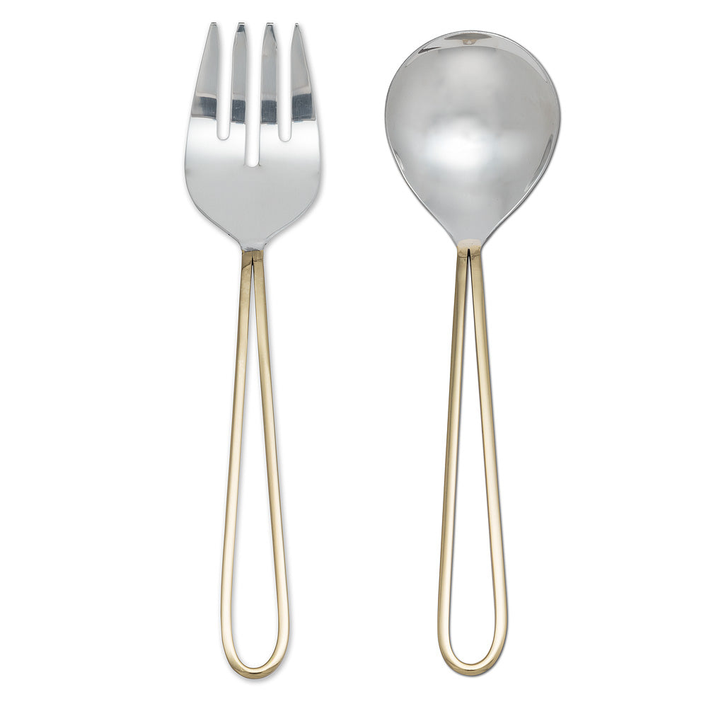 Stainless & Brass Loop Salad Servers