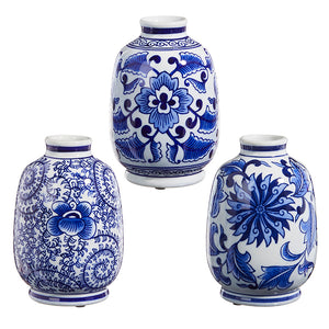 Blue Chinoiserie Bud Vases