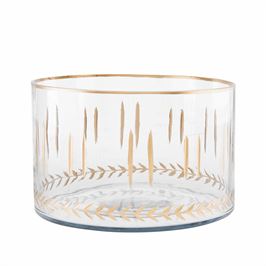 Etched Clear Glass Bowl in Gold